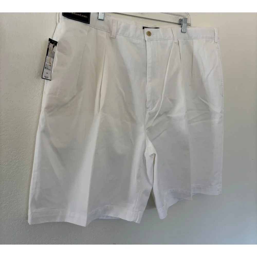 Polo Ralph Lauren Big Tyler Short 46 White Pleat Preppy Ivy Dadcore Resort *READ